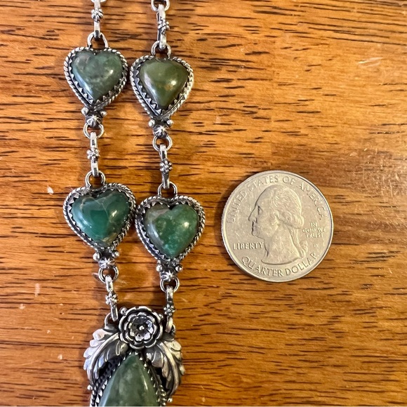 Kingman Turquoise Heart Station Necklace | 925 Sterling Silver - Picture 8 of 15